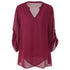 Plus Size Split-Neck Adjustable Sleeve Blouse Casual Solid V Neck Long Sleeve Blouses Women Tops Fashion Lady Clothes
