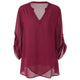 Plus Size Split-Neck Adjustable Sleeve Blouse Casual Solid V Neck Long Sleeve Blouses Women Tops Fashion Lady Clothes