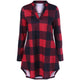 Plus Size Split Neck Long Plaid Boyfriend Shirt Women Blouse Casual Shirttail V-Neck Long Sleeve Blouses Shirts Clothing