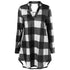 Plus Size Split Neck Long Plaid Boyfriend Shirt Women Blouse Casual Shirttail V-Neck Long Sleeve Blouses Shirts Clothing