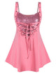 Rosegal Plus Size Sweetheart Neck Glitter Rings Tank Top Sleeveless Casual Women Sequined Tops Gothic Lace up Sexy Party Tops