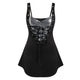Rosegal Plus Size Sweetheart Neck Glitter Rings Tank Top Sleeveless Casual Women Sequined Tops Gothic Lace up Sexy Party Tops