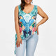 Rosegal Plus Size Tops Women Parrot and Floral Print Asymmetrical Tank Tops Sleeveless Scoop Neck Blouse Summer Jungle T-shirts