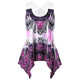 Rosegal Plus Size Tribal Print Strappy Tank Top Summer O Neck Sleeveless Lace Up Ladies Tops Tees Casual Women Tanks Big Size