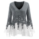 Plus Size Women Blouse Casual Applique Layered Flare Sleeve Chiffon Panel Flowy Blouse Women Tops Clothing Blouses Femme