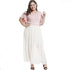 Rosegal Plus Size Women Sweet Maxi Dress Splicing Round Collar Casual Short Flare Sleeve Dress Empire Holiday Party Dress Robe