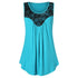 Rosegal Plus Size Women Tank Tops Tunic Lace Insert Tank Top Summer Casual Camis O Neck Sleeveless Long Shirt Women's Blouse