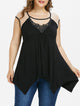 Rosgeal Plus Size Mesh Trim Handkerchief Tank Top Summer Women Top O Neck Sleeveless Long Tops Tees Big Size 5XL Ladies Clothes