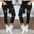 S-4XL New Cotton Casual Pants Pencil Pants Wild European and American Popular Women's Jeans Leggings Hole