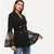 SHEIN Black Office Lady Elegant Embroidered Mesh Insert Bell Sleeve Belted Blazer 2018 Autumn Highstreet Women Coat Outerwear