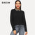 SHEIN Black Preppy Elegant Leopard Print Stand Collar Pullover Long Sleeve Sweatshirt Autumn Workwear Casual Women Sweatshirts