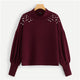 SHEIN Burgundy Mock Neck Pearl Embellished Drop Shoulder Sweatshirt Long Sleeve Pullover Women Autumn Minimalist Sweatshirts
