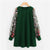 SHEIN Green Preppy Elegant Botanical Embroidered Mesh Sleeve Longline Pullover Sweatshirt Autumn Casual Campus Women Sweatshirts