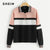 SHEIN Multicolor Elegant Preppy O-Ring Zip Half Placket Cut And Sew Colorblock Sweatshirt 2018 Autumn Casual Women Sweatshirts