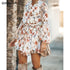 SINRGAN Women Floral Sashes Shirt Dress Beach Ladies Loose Short Korean Dress Autumn 2019 Waist Steetwear