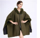 SWONCO Woolen Coat Cape Women 2019 Fur Cape Coat Hooded Warm Faux Rabbit Fur Poncho And Capes For Women Winter Cloak Long Poncho