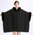 SWONCO Woolen Coat Cape Women 2019 Fur Cape Coat Hooded Warm Faux Rabbit Fur Poncho And Capes For Women Winter Cloak Long Poncho