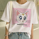 Sailor Moon Summer New Fashion T Shirt Women Harajuku Short Sleeve Fun Ulzzang T-Shirt Cute Cat Tshirt Cartoon Top Tees Female