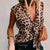 Sexy Fashion Leopard Blouse Women Summer V-Neck Sleeveless Lace-up Blouse Elegant Office Ladies OL Shirt Femme Blusa Shirts