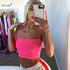Sexy Fluorescent Green Pink Spaghtetti Strap Crop Tops Summer Harajuku Solid Slash Neck Camis Women Neon Streetwear Mujer