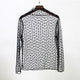 Sexy Lace Mesh Perspective Tops Women Casual High Collar Hollow Out Wild Bottom Tees Ladies Fashion Elegant Tees Spring Summer