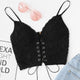 Sexy Lace Strap Backless Short Women Crop Top Casual Solid Black Lace Up Summer Beach Boho Women Camis Top Tank Top 2018