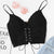 Sexy Lace Strap Backless Short Women Crop Top Casual Solid Black Lace Up Summer Beach Boho Women Camis Top Tank Top 2018