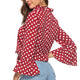 Sexy Lace-Up Ruffles Loose Tops Female Fashion Polka Dot T-Shirts Women Summer Vogue Butterfly Sleeves Button Beach Tees Ladies