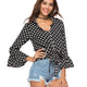 Sexy Lace-Up Ruffles Loose Tops Female Fashion Polka Dot T-Shirts Women Summer Vogue Butterfly Sleeves Button Beach Tees Ladies