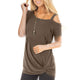Sexy Off Shoulder Summer Tops Women Casual Solid Short Sleeve Skew Collar Tees Plus Size Ladies Fashion Simple Wild T-shirts New