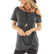 Sexy Off Shoulder Summer Tops Women Casual Solid Short Sleeve Skew Collar Tees Plus Size Ladies Fashion Simple Wild T-shirts New