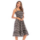 Sexy Plaid Ruffles Strap Dresses Women Casual Sleeveless A-line Summer Long Dress Ladies Fashion Elegant Party Dress Vestidos