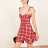 Sexy Plaid Ruffles Strap Mini Dresses Women Casual Off Shoulder A-line Summer Dress Fashion Elegant Dress For Ladies Vestidos