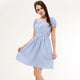 Sexy Slash Neck Short Sleeve Striped A-line Dress Women Summer Sweet Elastic Waist Short Dresses Female Casual Dress Vestidos