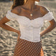 Sexy Slash Neck Short Sleeve T-shirts Women Casual Off Shoulder Slim Short Tees Summer Ladies Fashion Elegant Backless Tops New
