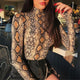 Sexy Snake Print 2018 New Women Autumn Winter Coveralls Slim Primer High-collar Long-sleeve T-shirt Wome Ladies Bottoming Shirt