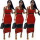 Sexy Striped Mesh Patchwork Long Dresses Women Sleeveless Slim Summer Dress Streetwear Ladies Fashion Sexy Club Tank Dress New