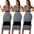 Sexy Striped Mesh Patchwork Long Dresses Women Sleeveless Slim Summer Dress Streetwear Ladies Fashion Sexy Club Tank Dress New