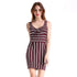 Sexy Striped Sleeveless Bow Mini Bodycon Dress Elegant V-neck Off Shoulder Slim Dresses Ladies Fashion Party Dress Plus Size New