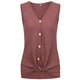 Sexy V-neck Button Tank Tops Women Casual Solid Sleeveless Loose Summer Tees Ladies Fashion Simple Wild T-shirts High Quality