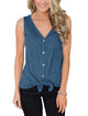 Sexy V-neck Button Vest Tops Women Casual Solid Loose Cotton Sleeveless Vest Tops Summer Ladies Fashion Soft T-shirts Plus Size