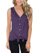 Sexy V-neck Button Vest Tops Women Casual Solid Loose Cotton Sleeveless Vest Tops Summer Ladies Fashion Soft T-shirts Plus Size