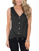 Sexy V-neck Button Vest Tops Women Casual Solid Loose Cotton Sleeveless Vest Tops Summer Ladies Fashion Soft T-shirts Plus Size