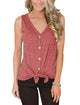Sexy V-neck Button Vest Tops Women Casual Solid Loose Cotton Sleeveless Vest Tops Summer Ladies Fashion Soft T-shirts Plus Size