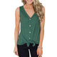 Sexy V-neck Button Vest Tops Women Casual Solid Loose Cotton Sleeveless Vest Tops Summer Ladies Fashion Soft T-shirts Plus Size