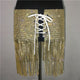 Sexy Women Silver Sequins Tassel Skirts Ladies Sparkly Diamond Rhinestone High waist Body Chain Nightclub Mini Skirt