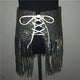 Sexy Women Silver Sequins Tassel Skirts Ladies Sparkly Diamond Rhinestone High waist Body Chain Nightclub Mini Skirt