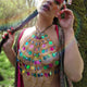 Shiny Gems Sequins Halter Camis Women Sexy Backless Hollow Out Crop Top Gold Chains Camisole Summer Beach Body Chain Party Tops