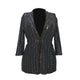 Shiny Metallic Sequins Long Sleeve Coats Women Fashion Peter Pan Collar Cardigan Long Coat Casual Female Streetwear Outerwear