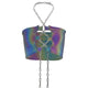 Shiny Reflective Tank Tops Women Criss Cross Link Chain Bandage Crop Top Sexy Backless Hollow Out Vest 2019 Summer Party Top
